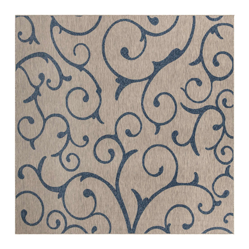 Tapis intérieur / extérieur bleu / gris Coyer, Carré 10 pi 8 po