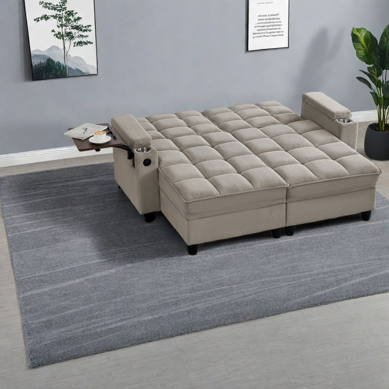 Modern Sofas With Storage, Adjustable Wood Sleeper For Compact Home