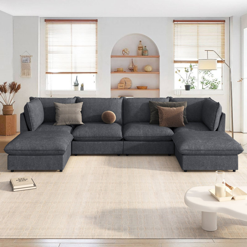 Canapé modulaire Ruthmae, Mélange de polyester gris