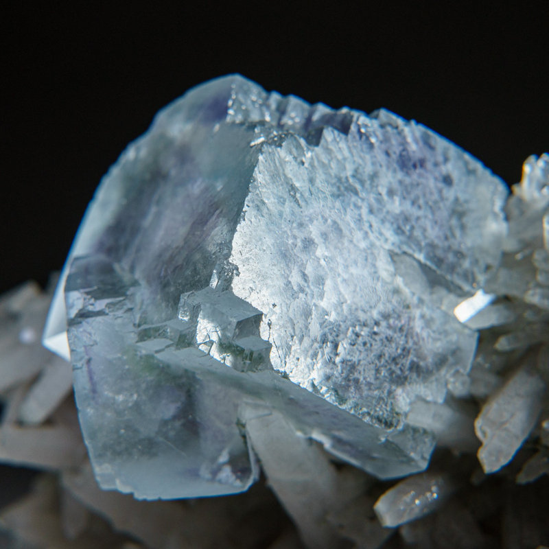 Purple and Blue Fluorite on Quartz from De'an Mine, Wushan, Jiangxi Province, China