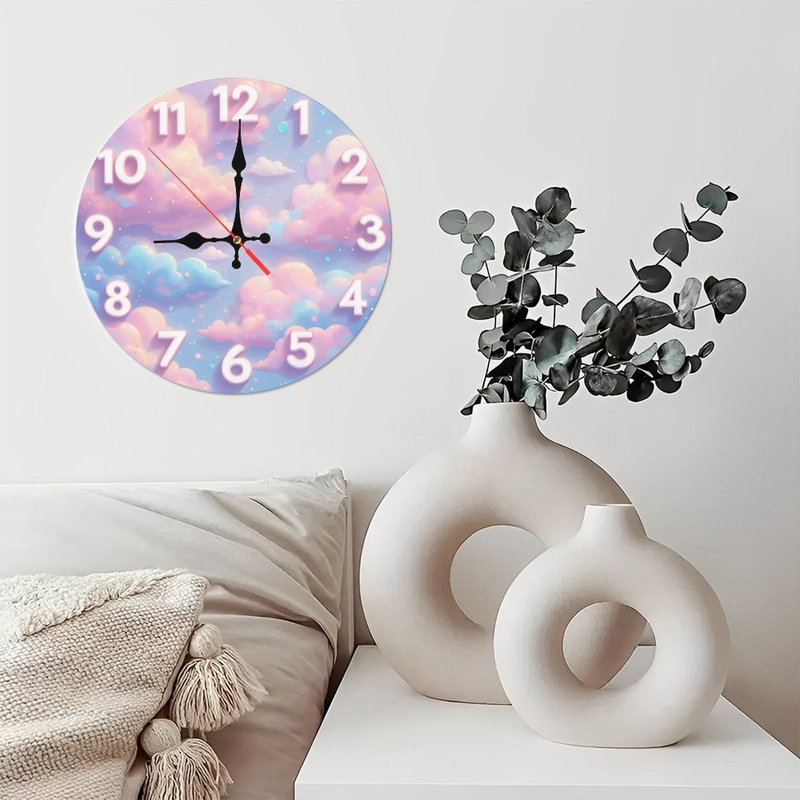 Horloge chiffres ciel pastel