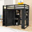 Lit mezzanine simple en bois avec garde-robe, bureau et ports USB-2128483025