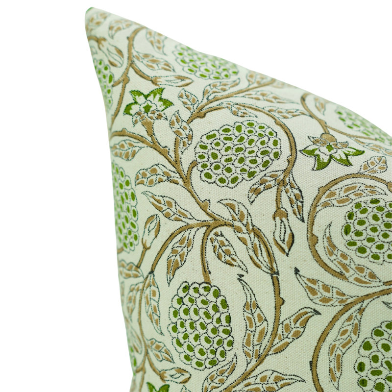 Floral Cotton Outdoor Reversible Pillow Cover, 12"H x 20"W, Rectangular