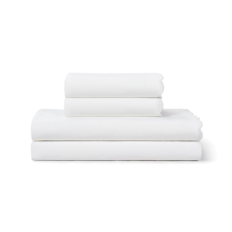 Peri Home Scallop Sheet Set, Queen Sheet Set, White