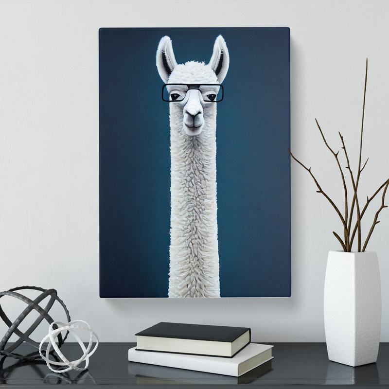Llama In Glasses - Wrapped Canvas, 50cm H x 35cm W x 3cm D