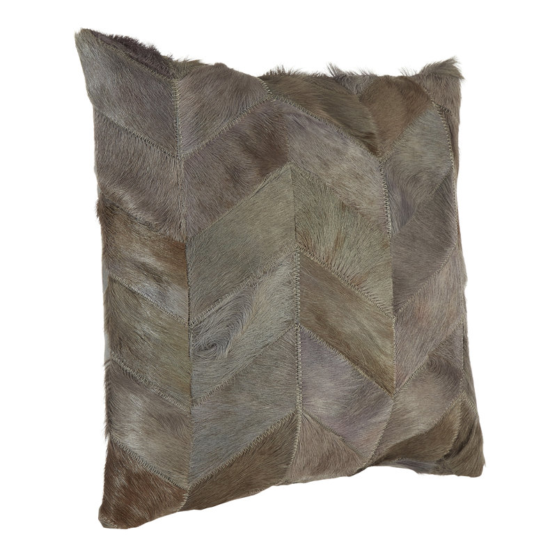 Giulio Chevron Square Pillow Cover, Light Grey