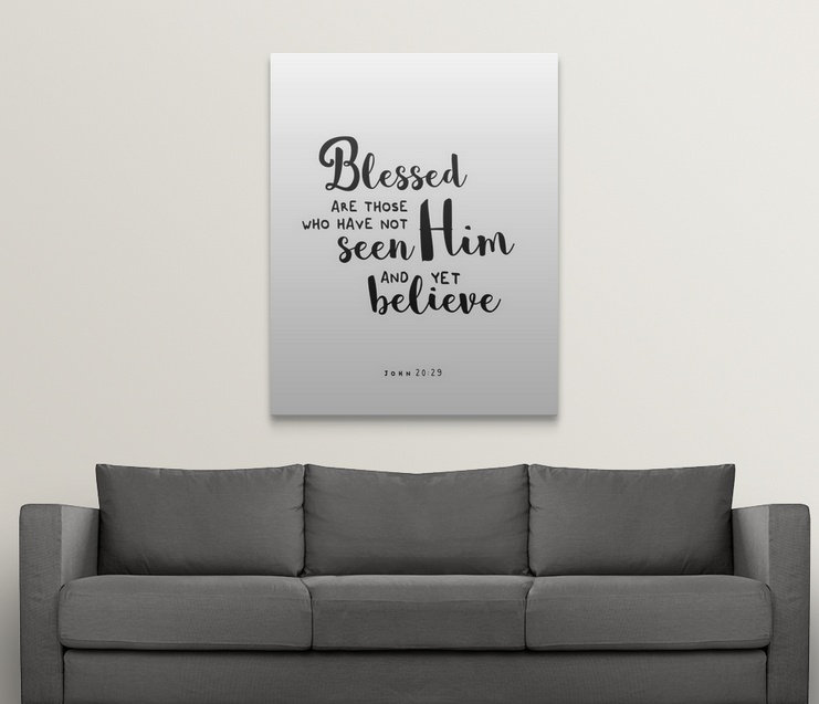 «John 20:29 - Scripture Art», art textuel, H 30 po x l 24 po x P 1,5 po, Toile