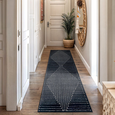 Modern Black And Cream Geometric Area Rug