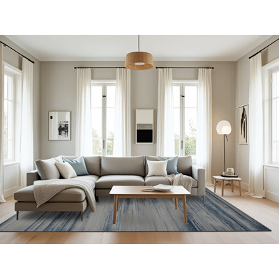 Machine Washable Abstract Gray Area Rug