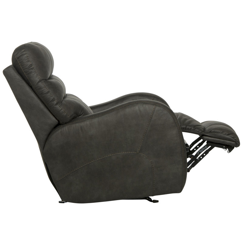 Upholstered Power Rocker Recliner with USB Charging Port, Gray 100% Polyester