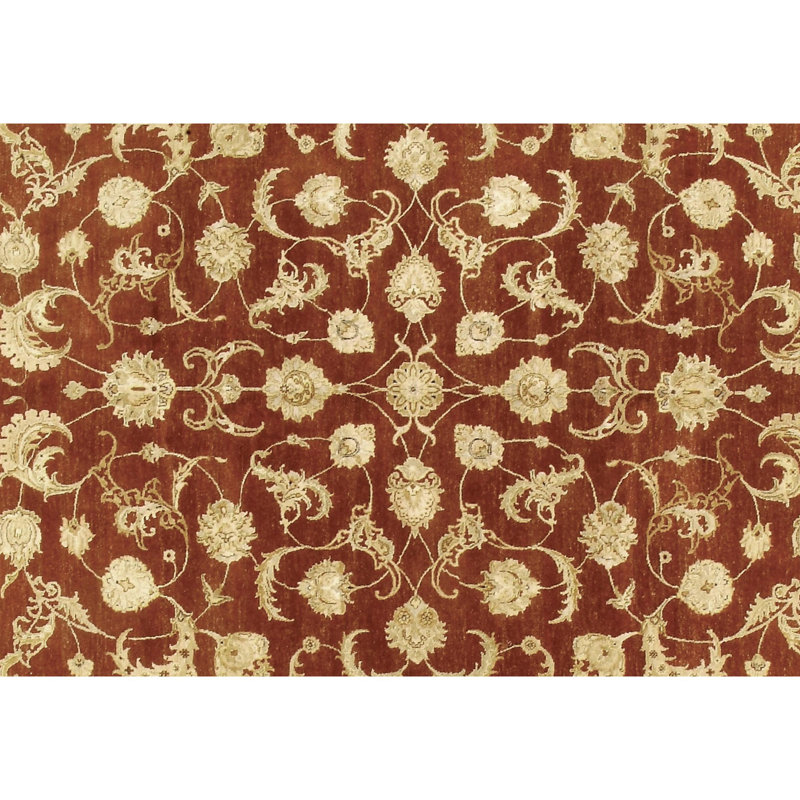 Hand Knotted Oriental Area Rug in Rust/Beige, Rectangle 6' x 9'