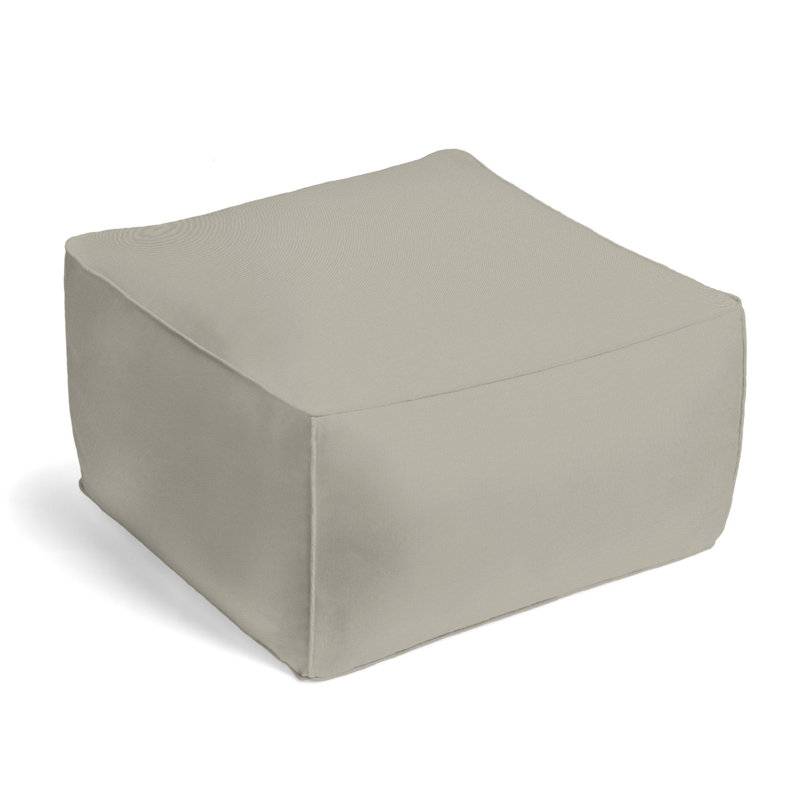 Upholstered Pouf, Natural 100% Linen