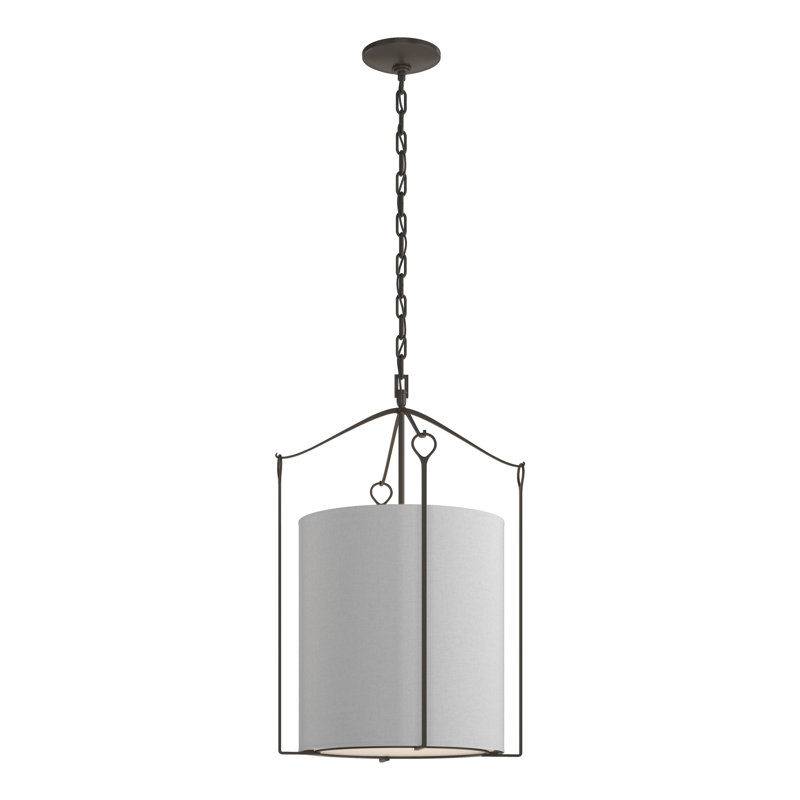 Bow 3 - Light Lantern Cylinder Pendant, Dark Smoke, Flax