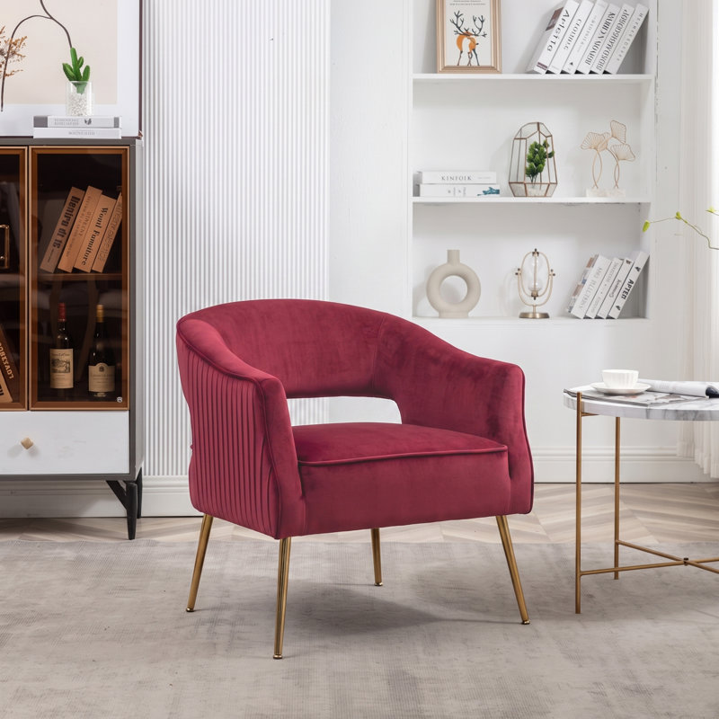 Fauteuil d'appoint en velours Chynna, Velours rouge