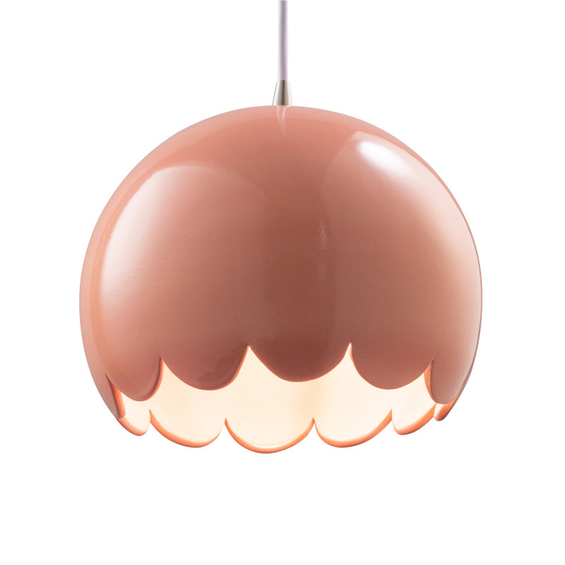 Cerra 1 - Light Scallo Pendant - LED Integrated, Gloss Blush, Brushed Nickel