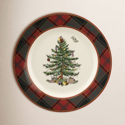Spode Christmas Tree Tartan Salad Plate 7.75"
