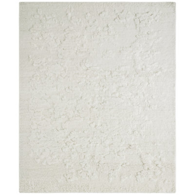 Hand Knotted Wool Area Rug in White/Cream