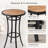1-Piece 2-Person Round Bar Height Table, Powder-Coated Steel Frame with Brown Wood-Grain Top, Black & Brown 40-Inch Bistro Pub Table for Patio, Balcony, Home Bar & Breakfast Nook