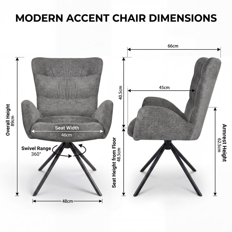 Upholstered Swivel Accent Chair with Tufted Seat, Grey