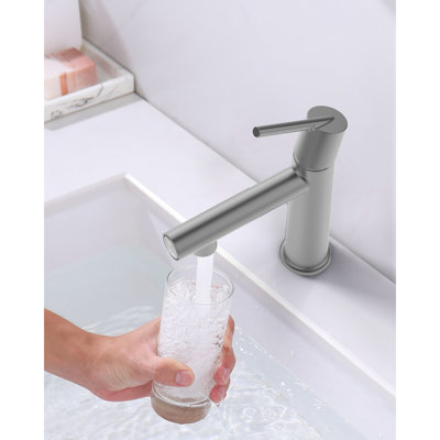 Robinet de lavabo de salle de bain gris - à fixation sur le comptoir, levier simple, 21 modes de débit, corrosion, sans rayures, sans empreinte digitale, eau douce de style moderne à 1 trou