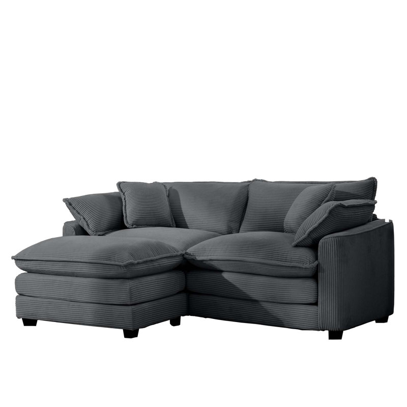 Oversized Modular Sectional Sofa With Movable Ottoman,80" Inch Modern Corduroy Sofa Lounge Set, Convertible L Shaped Couch For Living Room And Office