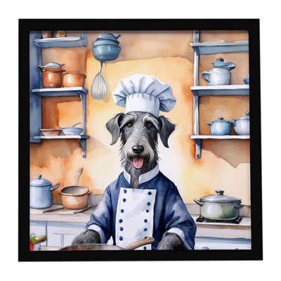 Scottish Deerhound The Chef, reproduction d'art encadrée