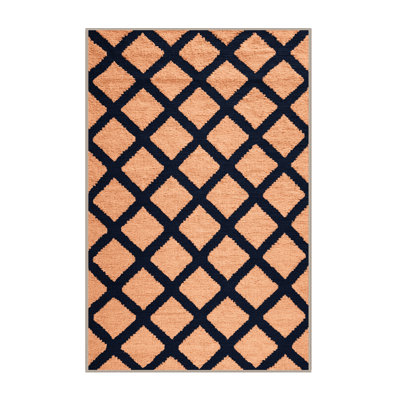 Machine Washable Trellis Orange Area Rug