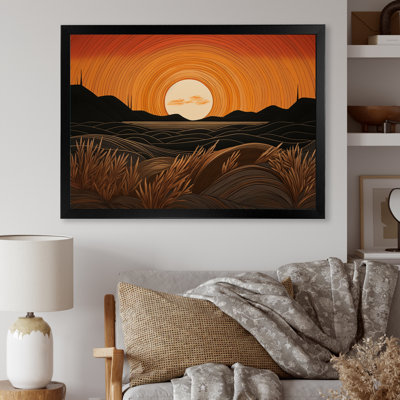 «Landscape Tranquility Full Moon Golden Fields I - Meadow», reproduction sur toile