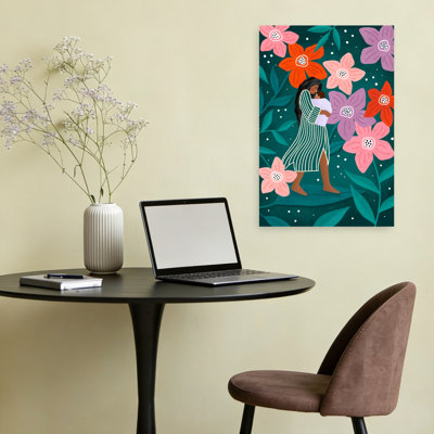 Maternal Garden Stroll Colorful Peaceful Serene Flower Nature Wall Art Print by Bea Muller - Wrapped Canvas Print