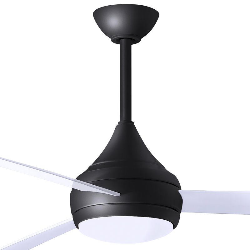Donaire LED Outdoor Downrod Ceiling Fan, Matte Black, Gloss White