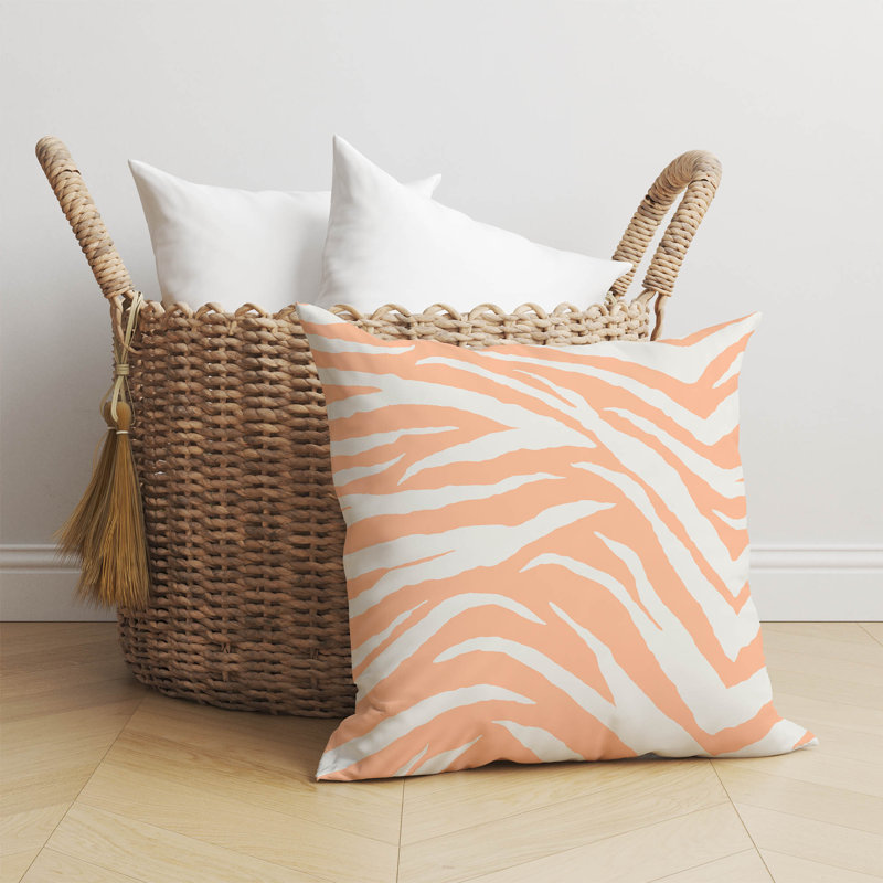 Coussin Zebra, Pêche / orange, H 20 po x l 20 po
