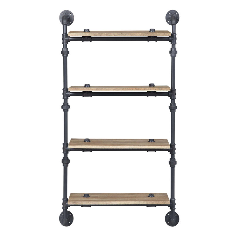 Tablette murale chêne et sable noir, (4 tablettes) H 47,5 po x l 28,5 po x P 9,5 po