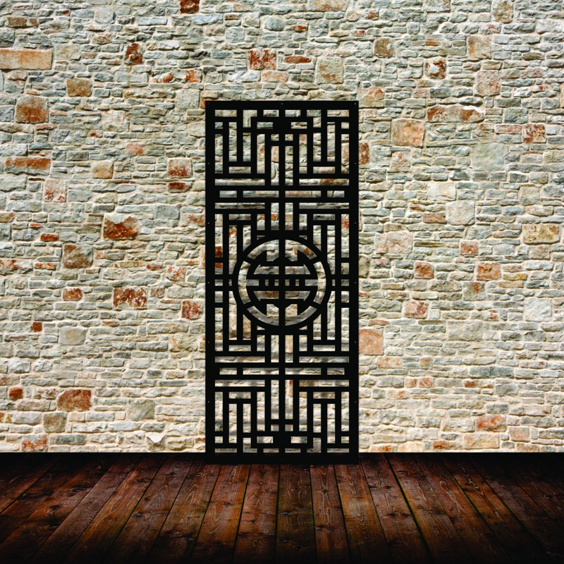 Panneau d'intimité Art Deco en aluminium découpé au laser - Art mural d'extérieur en métal thermolaqué, L 24 po x H 24 po
