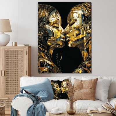 Acrylique Couple qui s'embrasse III - Impression sur toile de marbre abstrait