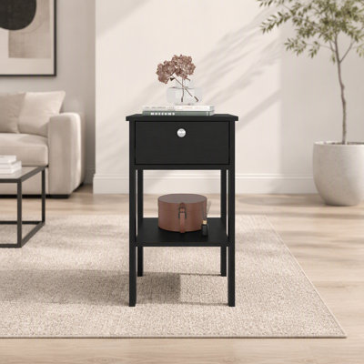 Wenge 1-Drawer Nightstand with Open Shelf