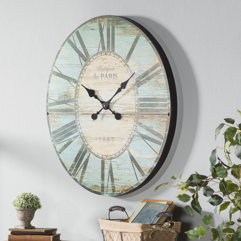 Wood Wall Clock, Turquoise