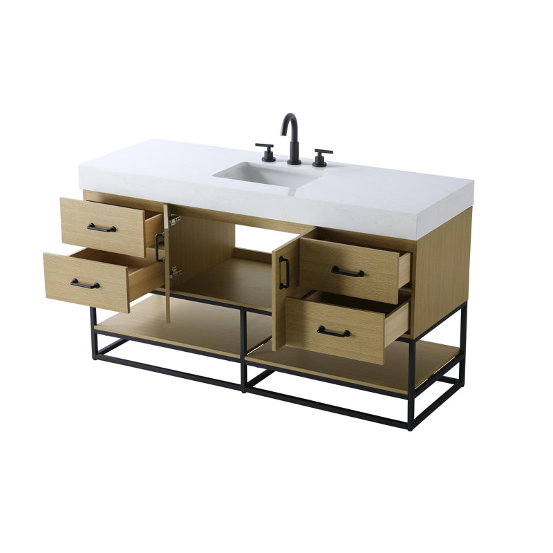 Meuble-lavabo simple 60 po, Brun miel