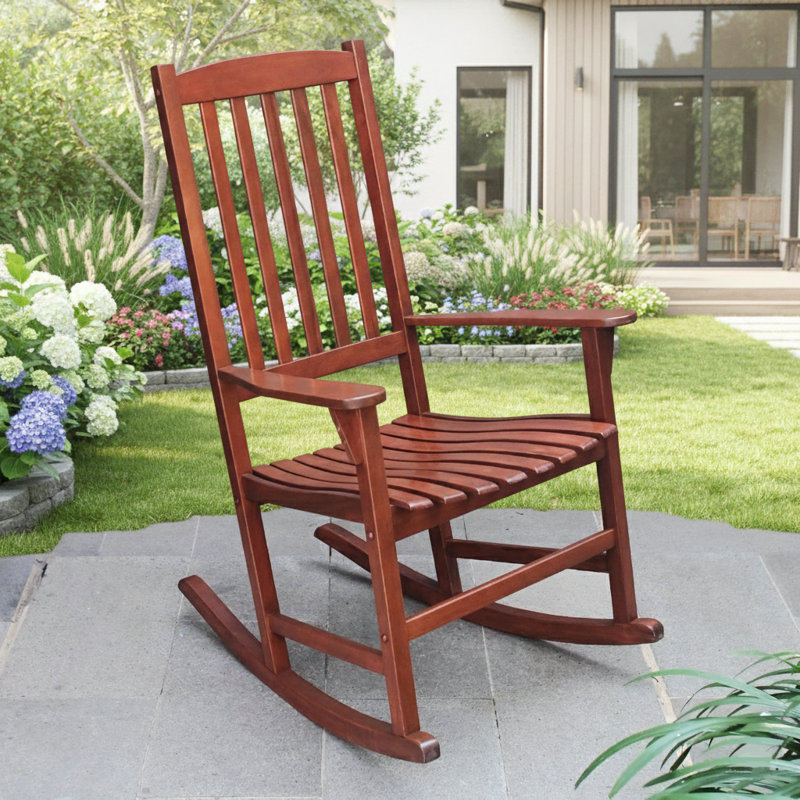 Boulder Mahogany Outdoor Rocking Chair, Natural