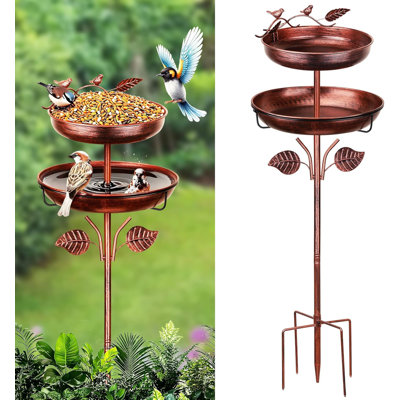 Petit bain d'oiseaux en métal pour l'extérieur, bol avec piquets de jardin 