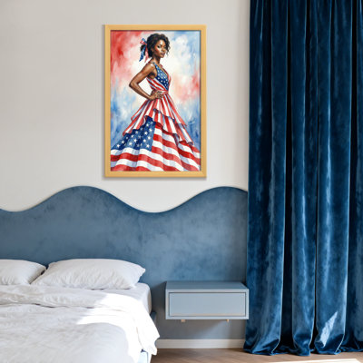 Fashion American Flag Dress Woman Portrait