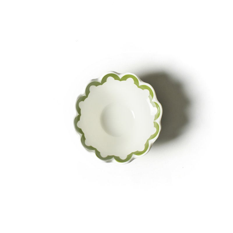 Petit bol olive à bordure festonnée, Vert