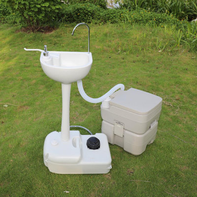 21.3 " L x 14.6 " W Chrome Portable Handwash Station with Faucet