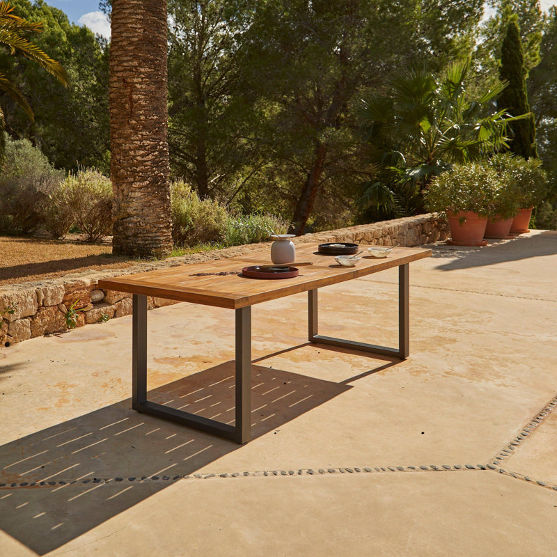 Fabiano Rectangular 8 - Person 235cm Long Dining Set with Cushions and Umbrella, Natural