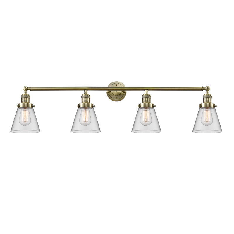 Gaudette 4 - Light Dimmable Vanity Light, 3.5 Watt Vintage LED Bulb, Clear, Antique Brass