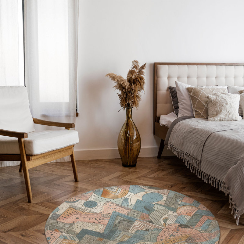Tapis tressé Kaleidoscope Dreams, Rond 5 pi