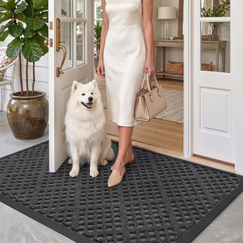 Heavy Duty Rubber Front Door Mat for Outdoor Entrance