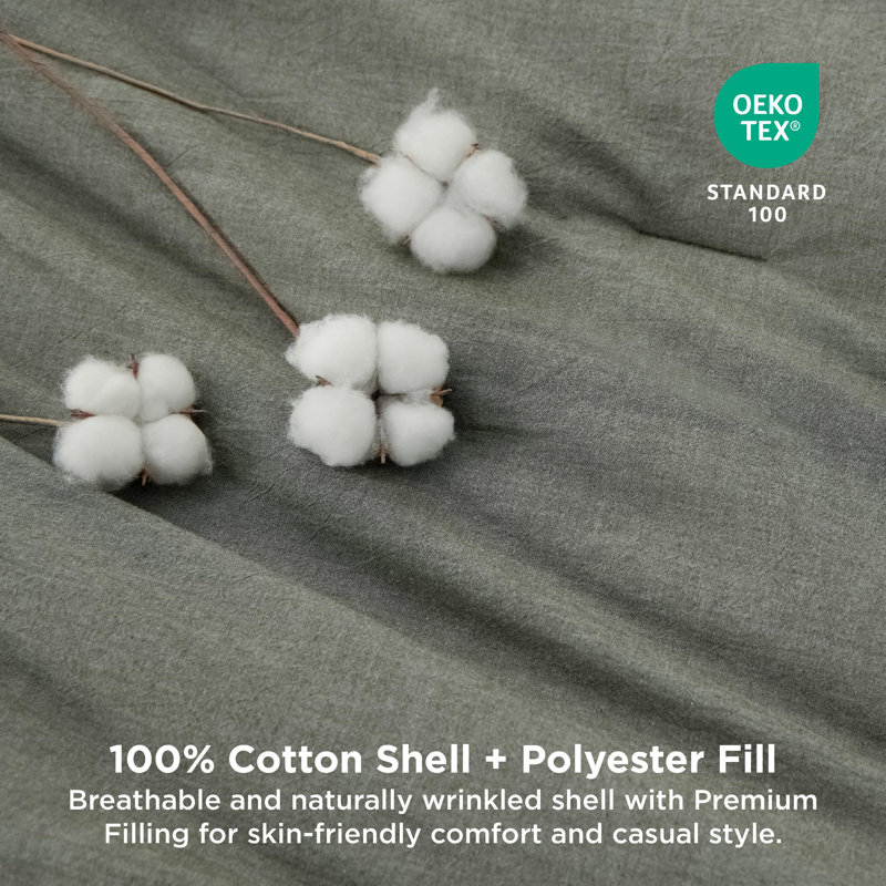Bedsure Pre-washed Comforter Set with 100% Cotton Outer Covert, Cal King Comforter + 2 Additional Pieces, Bronze Green