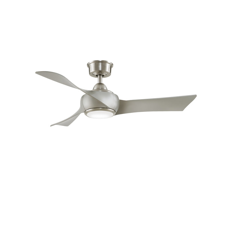 Wrap Custom 44 inch Indoor/Outdoor Ceiling Fan with LED CCT Select Light Kit - Brushed Nickel with Brushed Nickel blades