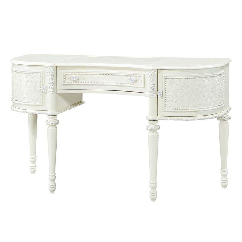 Dorothy Vanity Desk & Mirror, Ivory Finish