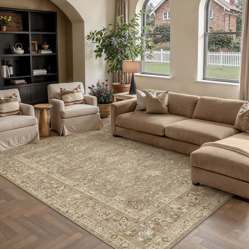 Tapis lavable Sofia avec envers antidérapant, Tapis de couloir 2 pi x 8 pi, Brun